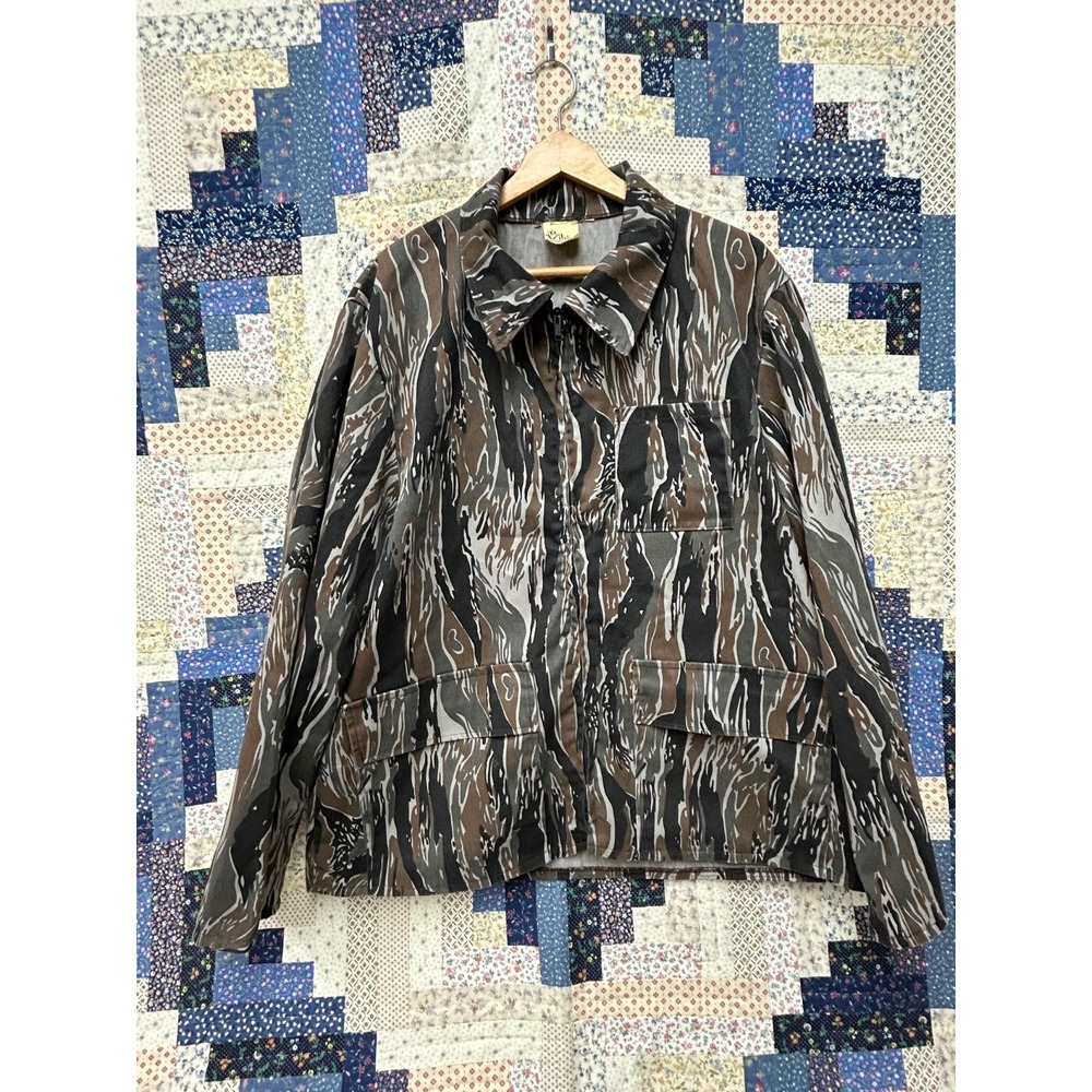 Vintage Viking Outdoor Products zip-up Brown Gray Camo Jacket Size XL